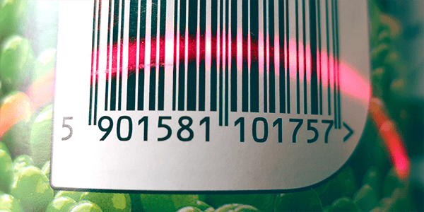 extreme close up of a barcode being scanned